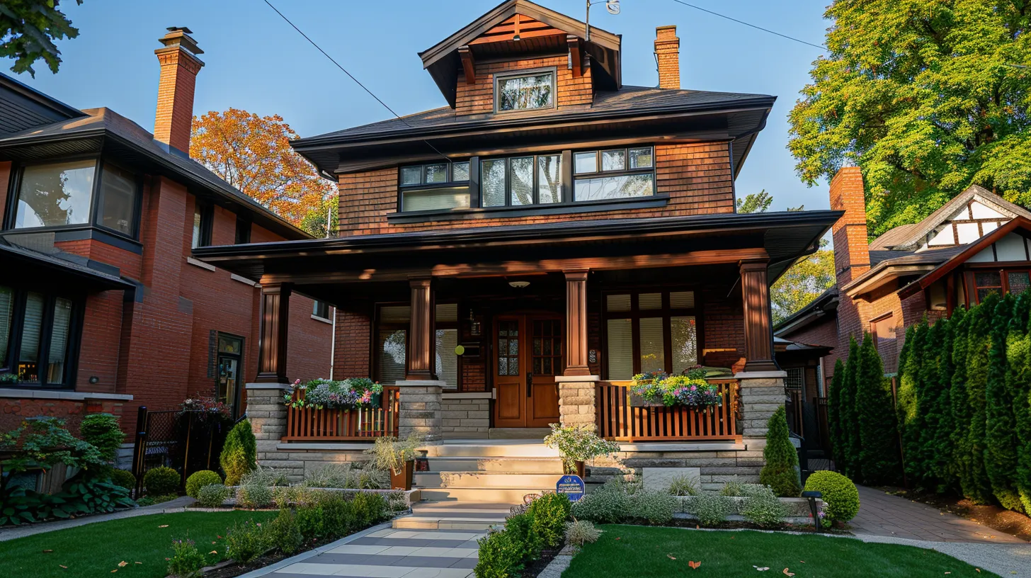 a beautifully renovated toronto home with modern wood accents and an inviting porch, bathed in warm afternoon sunlight, symbolizes the transformative power of thoughtful financial planning for renovation projects.